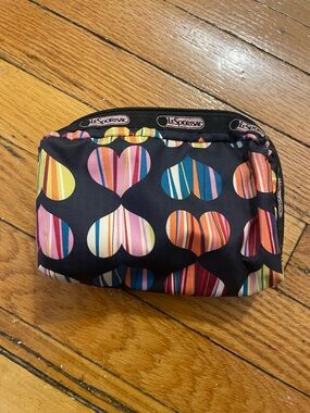 LeSportsac makeup bag with striped hearts